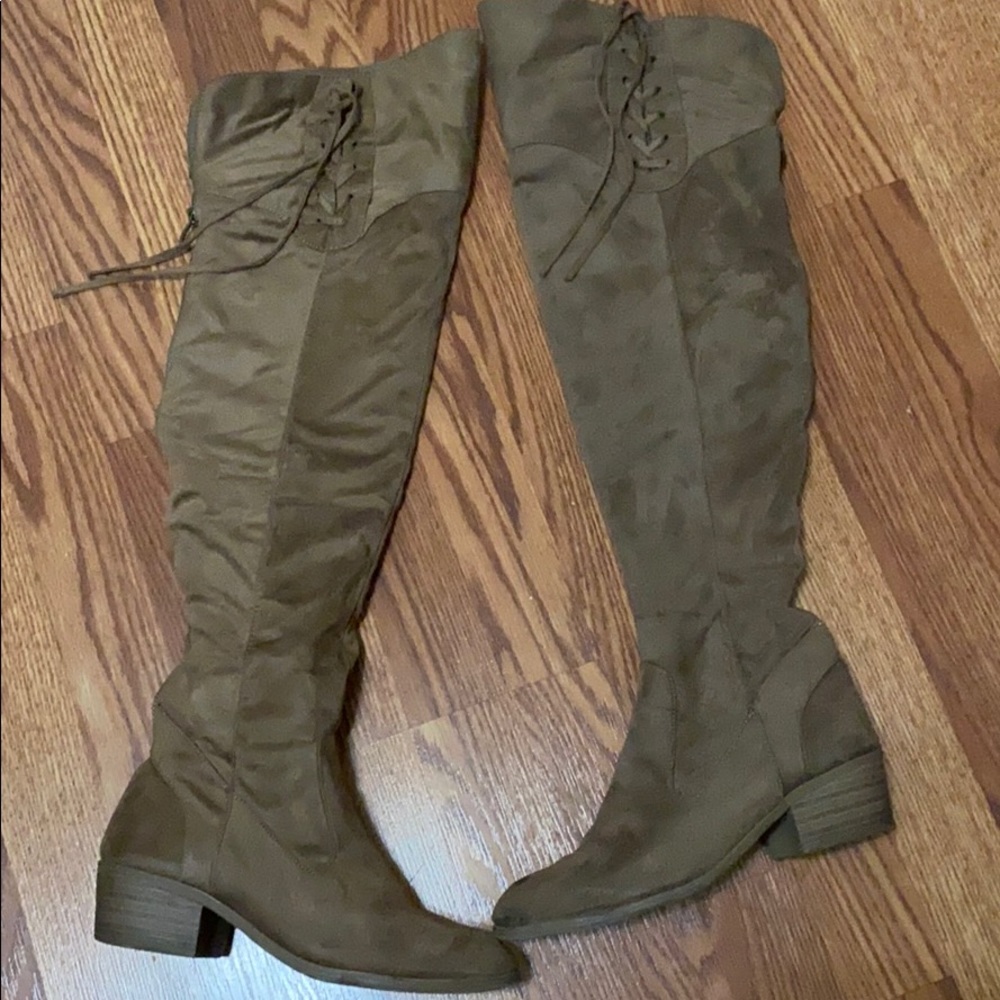 Knee high suede boots